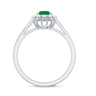 Rosec Jewels-Round Emerald and Diamond Classic Engagement Ring