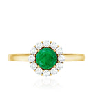 Rosec Jewels-Round Emerald and Diamond Classic Engagement Ring