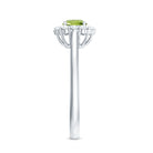 Natural Half Carat Peridot Engagement Ring with Diamond Halo AAA - Rosec Jewels