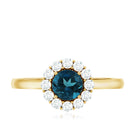 Rosec Jewels-Certified London Blue Topaz and Diamond Halo Engagement Ring