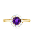Natural Amethyst Engagement Ring with Diamond Halo for Women AAA - Rosec Jewels