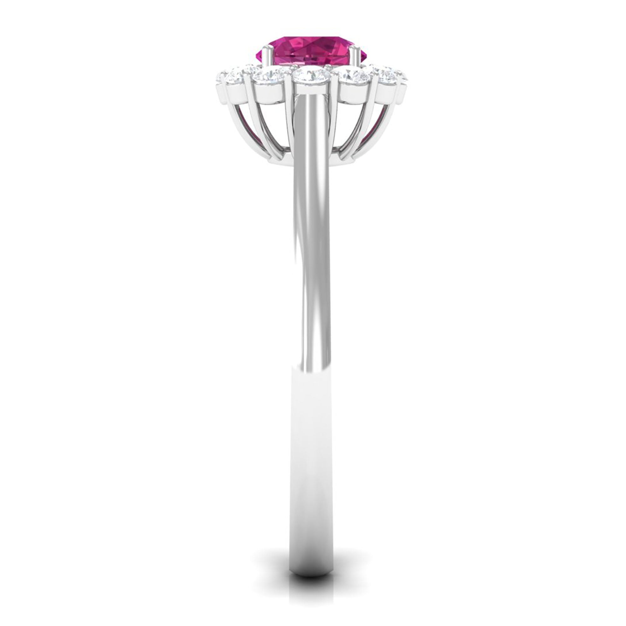 0.75 CT Pink Tourmaline and Diamond Floating Halo Engagement Ring AAA - Rosec Jewels