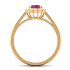 0.75 CT Pink Tourmaline and Diamond Floating Halo Engagement Ring AAA - Rosec Jewels