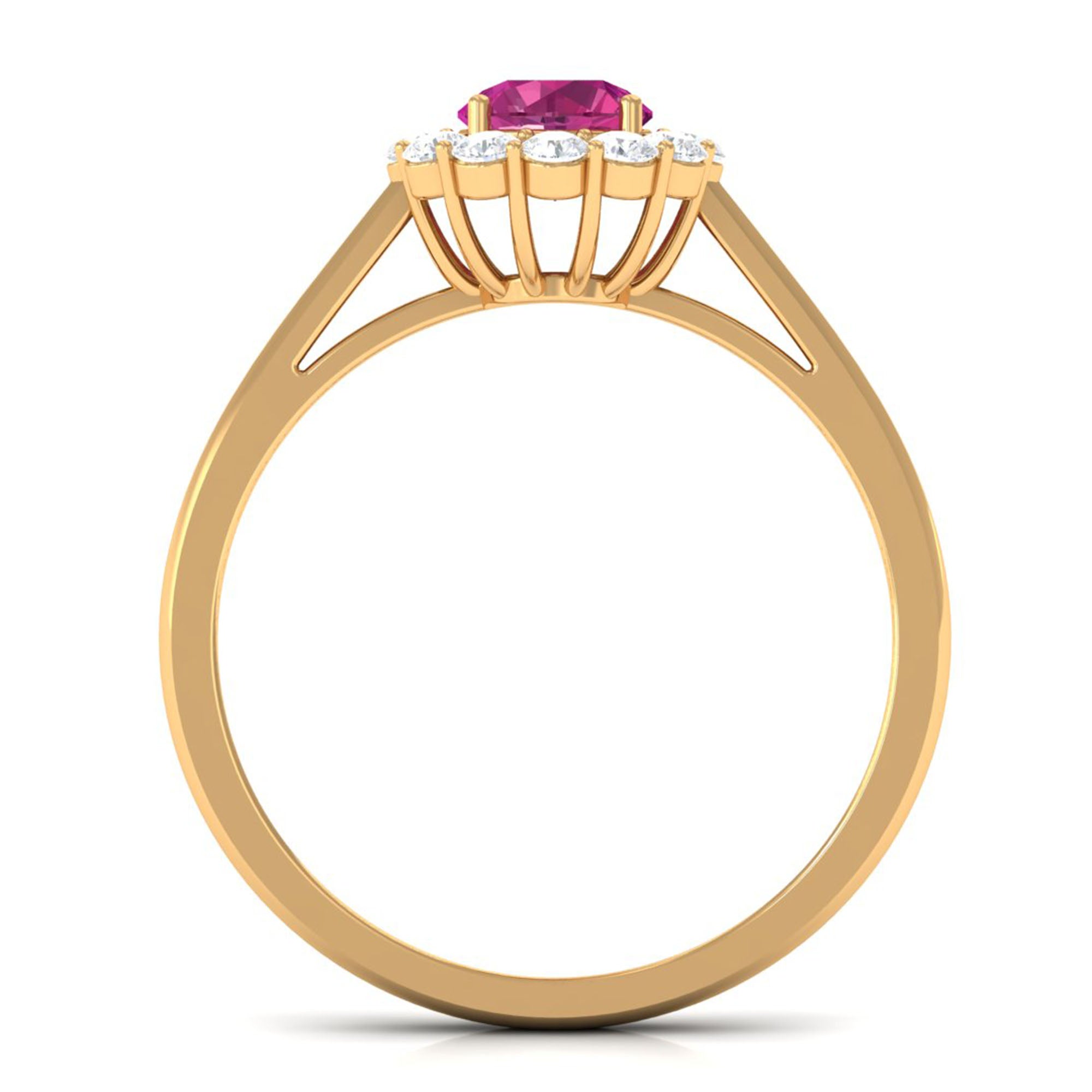 0.75 CT Pink Tourmaline and Diamond Floating Halo Engagement Ring AAA - Rosec Jewels