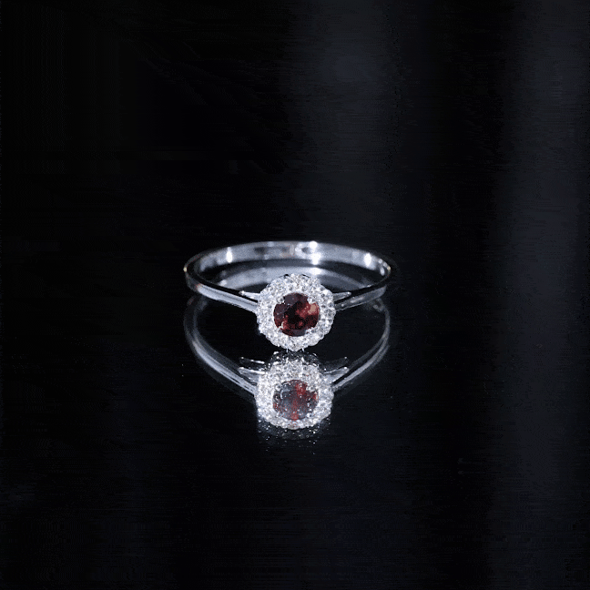 Certified Real 8 mm Garnet Engagement Ring with Diamond Halo AAA - Rosec Jewels