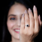 Certified Real 8 mm Garnet Engagement Ring with Diamond Halo AAA - Rosec Jewels