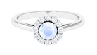 1 CT Moonstone and Diamond Floating Halo Engagement Ring AAA - Rosec Jewels