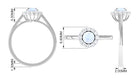 1 CT Moonstone and Diamond Floating Halo Engagement Ring AAA - Rosec Jewels