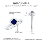 Rosec Jewels-Genuine 0.9 Carat Blue Sapphire and Diamond Round Halo Engagement Ring