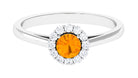 1 CT Fire Opal and Diamond Floating Halo Engagement Ring AAA - Rosec Jewels