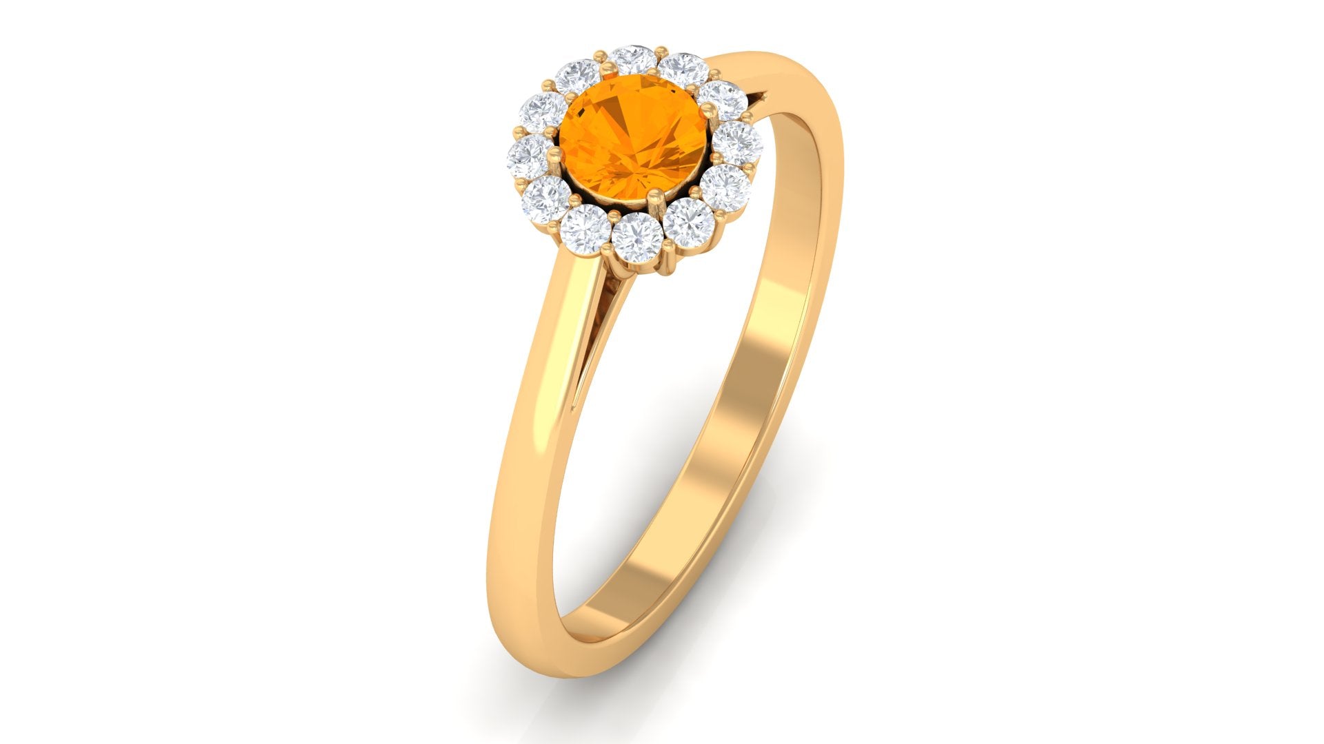 1 CT Fire Opal and Diamond Floating Halo Engagement Ring AAA - Rosec Jewels