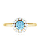 1 CT Aquamarine and Diamond Floating Halo Engagement Ring AAA - Rosec Jewels