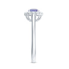 Rosec Jewels-Genuine Tanzanite Classic Engagement Ring with Diamond Halo