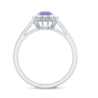 Rosec Jewels-Genuine Tanzanite Classic Engagement Ring with Diamond Halo