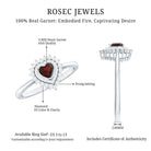 Real Garnet Heart Shaped Engagement Ring with Diamond Double Halo AAA - Rosec Jewels