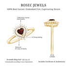 Real Garnet Heart Shaped Engagement Ring with Diamond Double Halo AAA - Rosec Jewels