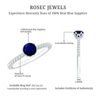 Lotus Basket Set 0.9 Carat Blue Sapphire Solitaire Promise Ring with Diamond AAA - Rosec Jewels