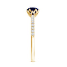 Lotus Basket Set 0.9 Carat Blue Sapphire Solitaire Promise Ring with Diamond AAA - Rosec Jewels