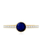 Lotus Basket Set 0.9 Carat Blue Sapphire Solitaire Promise Ring with Diamond AAA - Rosec Jewels