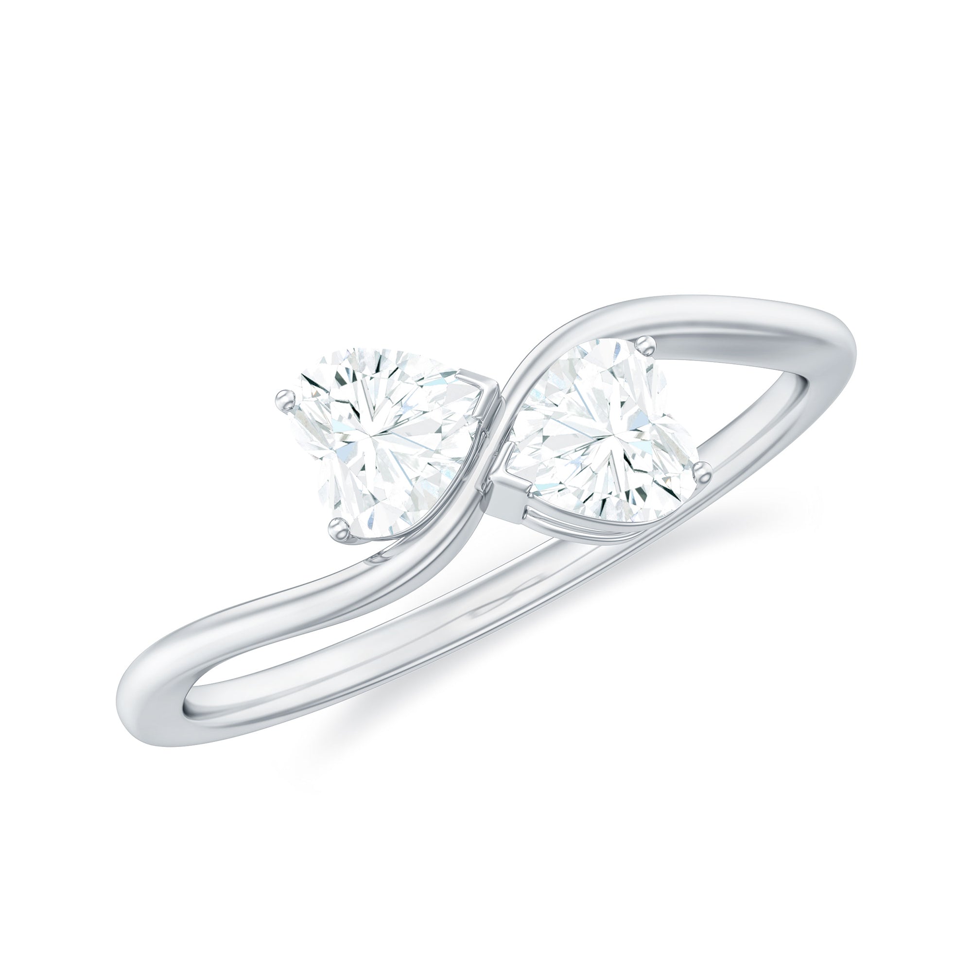 1 CT Heart Shape Moissanite Toi Et Moi Promise Ring D-VS1 - Rosec Jewels