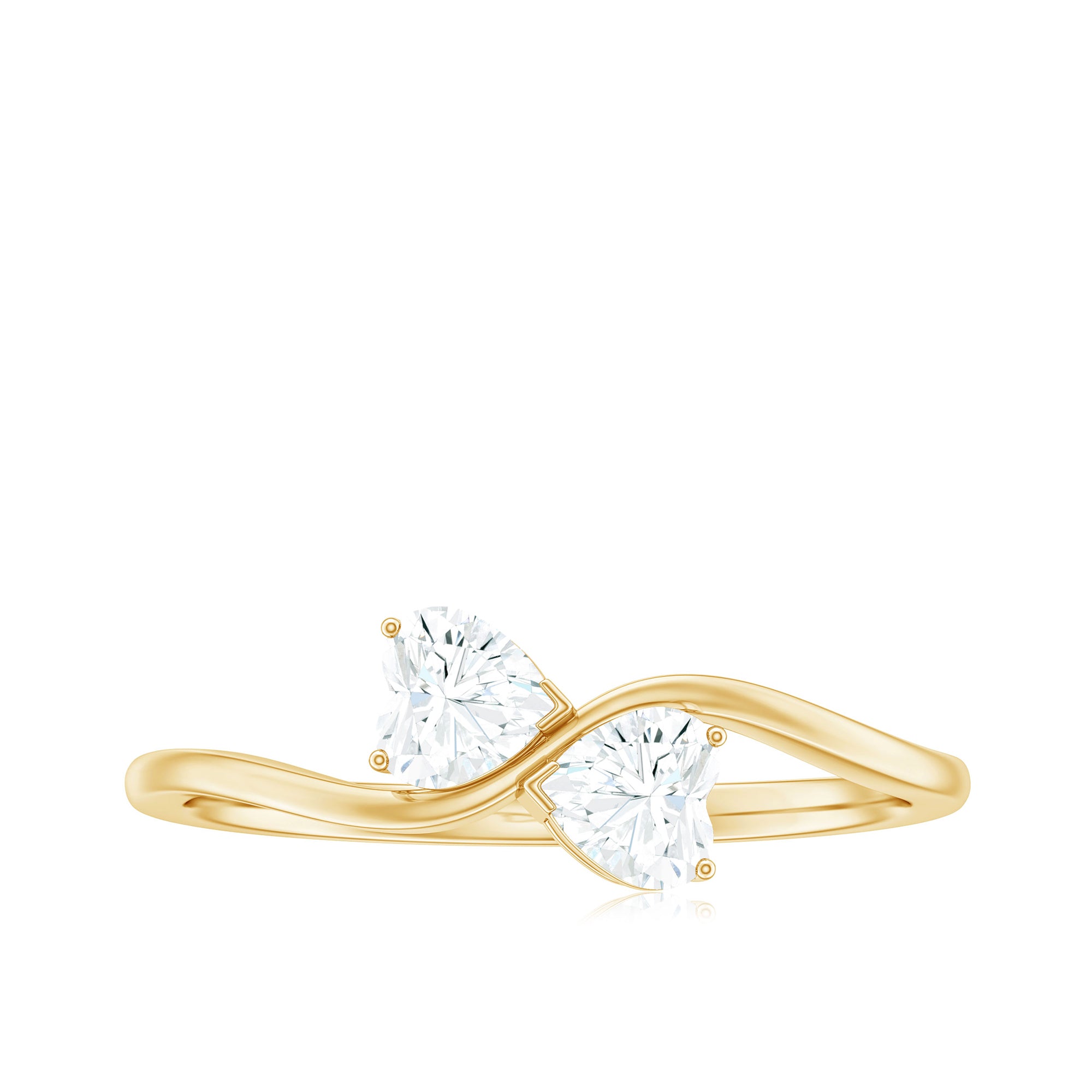 1 CT Heart Shape Moissanite Toi Et Moi Promise Ring D-VS1 - Rosec Jewels