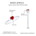 Natural 0.6 Carat Heart Shape Ruby Diamond 3 Stone Promise Ring AAA - Rosec Jewels