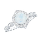 Vintage Style Moonstone Engagement Ring with Diamond Accent AAA - Rosec Jewels