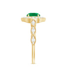 Natural Emerald Vintage Looking Engagement Ring with Diamond Halo AAA - Rosec Jewels