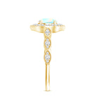 Vintage Looking Ethiopian Opal Engagement Ring with Real Diamond Halo AAA - Rosec Jewels