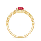 Rosec Jewels-Vintage Style 1.3 Carat Lab Grown Ruby Engagement Ring with Diamond