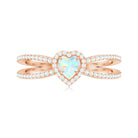 Certified Natural Ethiopian Opal Heart Shaped Engagement Ring with Diamond Halo AAA - Rosec Jewels