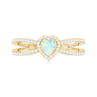 Certified Natural Ethiopian Opal Heart Shaped Engagement Ring with Diamond Halo AAA - Rosec Jewels