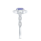 Real 0.54 Carat Tanzanite Vintage Engagement Ring with Diamond AAA - Rosec Jewels