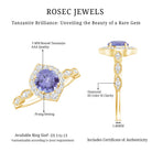 Real 0.54 Carat Tanzanite Vintage Engagement Ring with Diamond AAA - Rosec Jewels