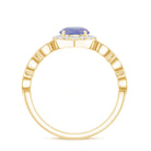 Real 0.54 Carat Tanzanite Vintage Engagement Ring with Diamond AAA - Rosec Jewels