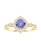 Real 0.54 Carat Tanzanite Vintage Engagement Ring with Diamond AAA - Rosec Jewels