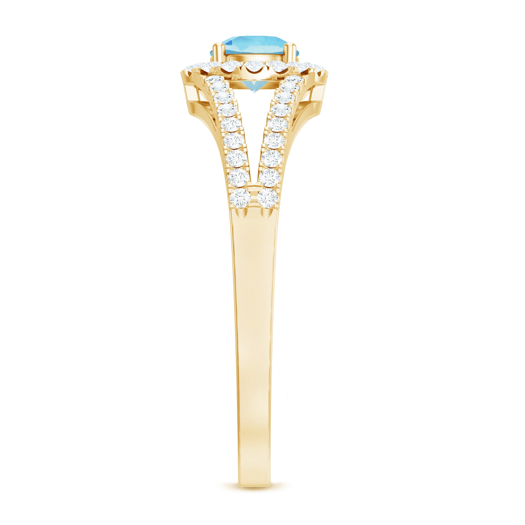 0.8 Carat Aquamarine and Diamond Split Shank Engagement Ring for Women AAA - Rosec Jewels
