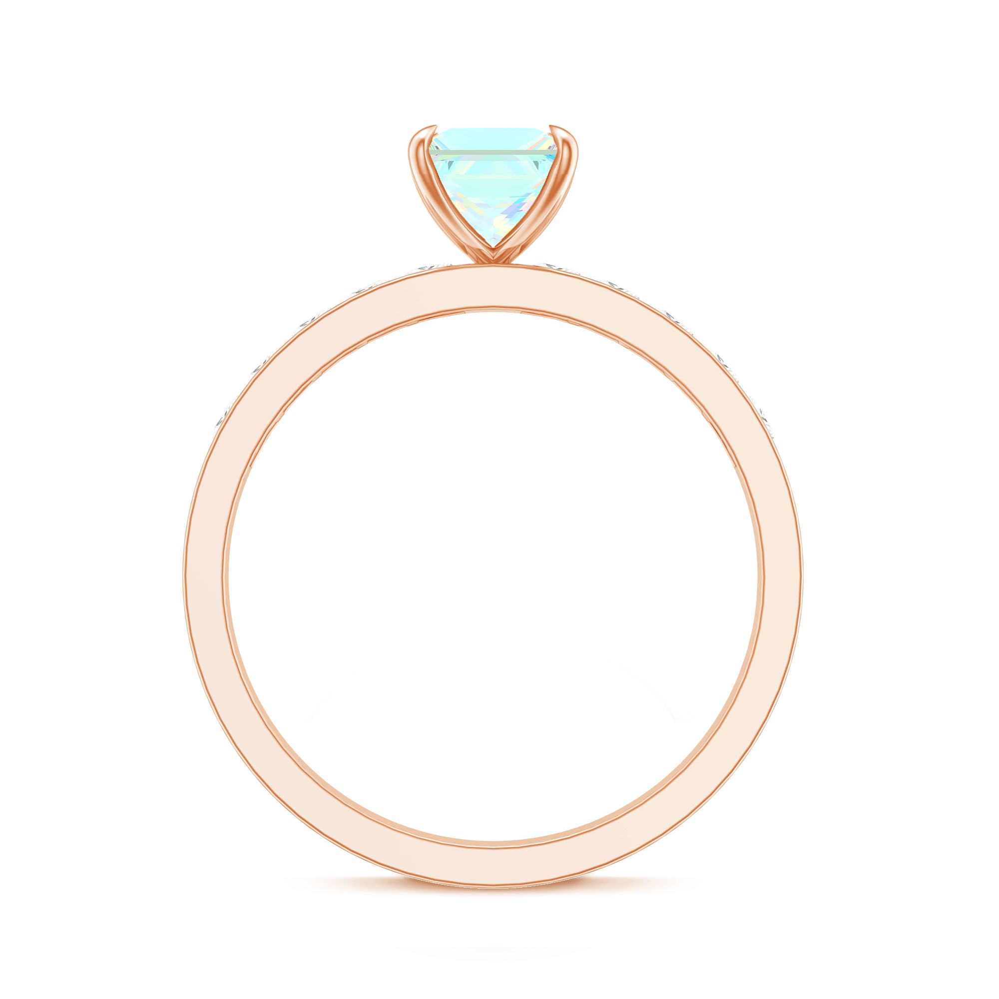 Certified Real Ethiopian Opal Princess Cut Engagement Ring with Diamond AAA - Rosec Jewels