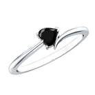 Natural Black Spinel Heart Promise Ring in East West Style AAA - Rosec Jewels