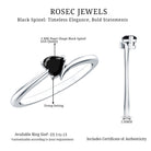 Natural Black Spinel Heart Promise Ring in East West Style AAA - Rosec Jewels
