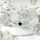 Natural Black Spinel Heart Promise Ring in East West Style AAA - Rosec Jewels