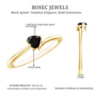 Natural Black Spinel Heart Promise Ring in East West Style AAA - Rosec Jewels