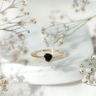 Natural Black Spinel Heart Promise Ring in East West Style AAA - Rosec Jewels