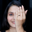 Natural Black Spinel Heart Promise Ring in East West Style AAA - Rosec Jewels
