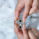 Natural Black Spinel Heart Promise Ring in East West Style AAA - Rosec Jewels