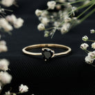 Natural Black Spinel Heart Promise Ring in East West Style AAA - Rosec Jewels