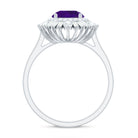 Natural 1.2 Carat Amethyst Statement Engagement Ring with Moissanite Double Halo AAA - Rosec Jewels