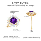 Natural 1.2 Carat Amethyst Statement Engagement Ring with Moissanite Double Halo AAA - Rosec Jewels