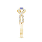 Real Tanzanite Engagement Ring with Diamond Criss Cross Shank AAA - Rosec Jewels