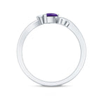 Heart Shape Real Amethyst and Diamond Twisted Promise Ring AAA - Rosec Jewels